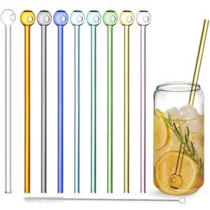 Colorful Glass Drinking Straws Set